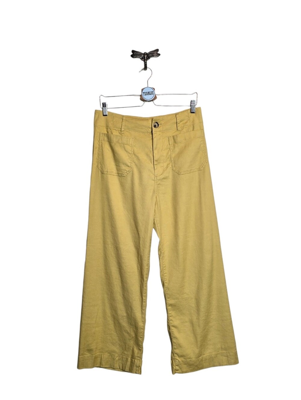 NWT Anthropologie Maeve The Colette Linen Blend Wide Leg Pants Gold Yellow 29